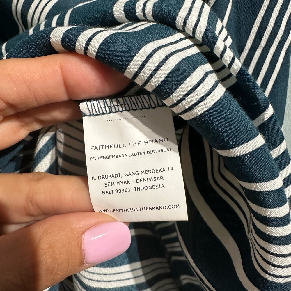 Faithfull The Brand Striped Mini Long Sleeve Tunic Dress Women’s Size XS - Picture 8 of 10